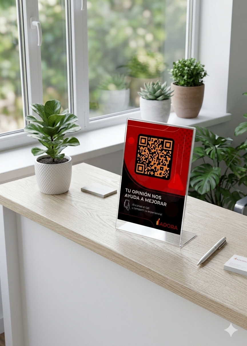 Cartel con código QR para dejar reseñas en Google